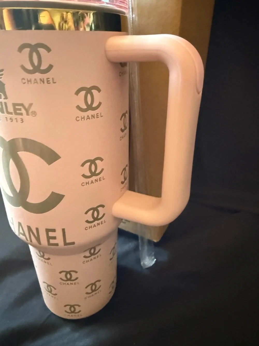 New Stanley 40oz Pink Gold Laser CEngravedC with Straw - Picture 4 of 7